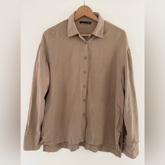 Black Tape Linen Blend Button Down Short, size medium. - Picture 2 of 8